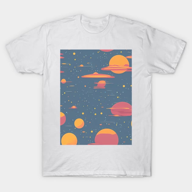 Celestial Stars and Planets - Space Retro Style T-Shirt by Artilize